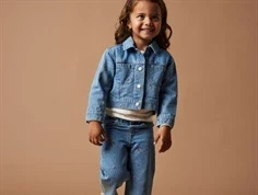 Name It jakke lys blå denim med kirsebærbroderi